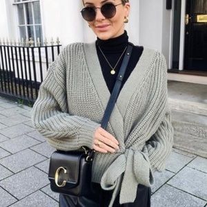 Zara wrap cardigan olive green